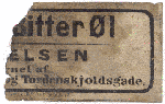 o 1880 Bitterøl uden bryggerinavn, aftappet i Tordenskjoldsgade