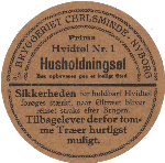 o1910 Carlsminde Husholdnings&oslash;l, Etiket til &oslash;lt&oslash;nde 