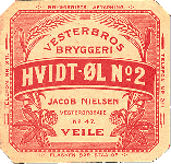 ca 1925 hvidt&oslash;l no 2 fra Vesterbros Bryggeri i Vejle