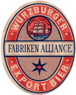 o 1890 W&uuml;rzburger bier fra fabrikken alliance