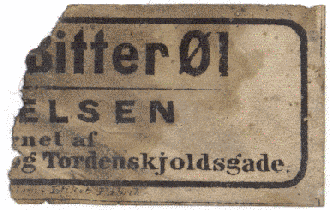 o 1880 Bitterøl uden bryggerinavn, aftappet i Tordenskjoldsgade