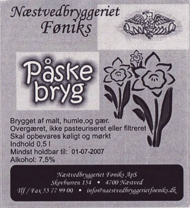 N&aelig;stvedbryggeriet F&oslash;niks, P&aring;skebryg, p&aring;sken 2007 