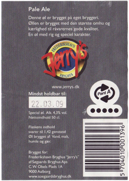 Jerrys Bryghus, Pale Ale, september 2008