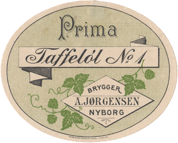 o 1900 Taffel&oslash;l fra A J&oslash;rgensens Bryggeri i Nyborg