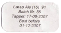 L&aelig;s&oslash; Bryghus, Ale no 16, august 2007