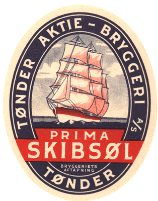 ca. 1935 T&oslash;nder Aktiebryggeri skibs&oslash;l